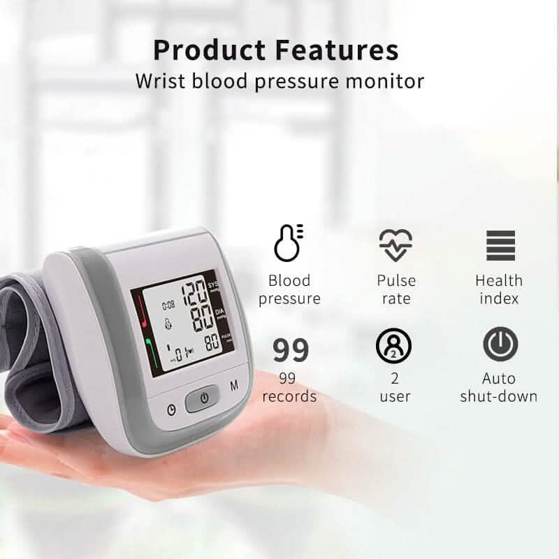 Digital Wrist Blood Pressure Heart Rate Monitor